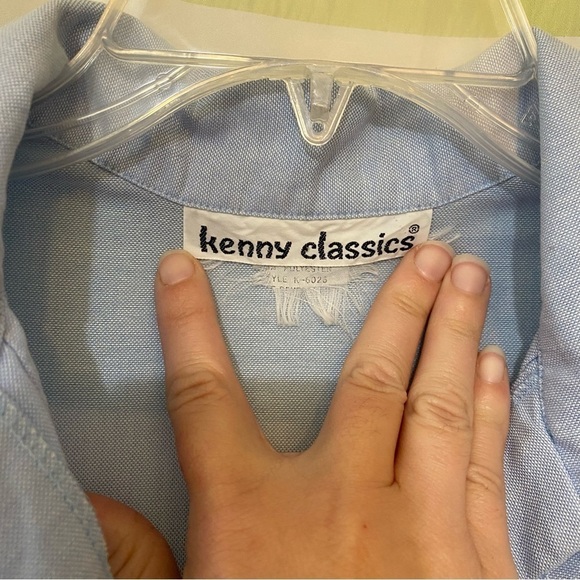 Vintage Kenny Classics Soft Blue Button Down Dress Sz Large - Picture 2 of 9